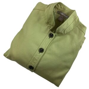 Ellen Tracy Womens Chartreuse Green Mandarin Collar Button Front Jacket Size 6